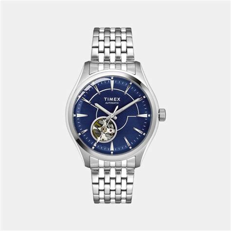 Timex E Class Men Automatic Blue Dial Analog Stainless Steel Watch ...