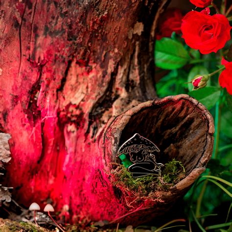 Waxcap Mushroom Nymph Enamel Pin | Black & Silver