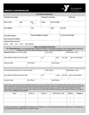 Fillable Online lbymca SPRING DAY CAMP REGISTRATION - YMCA of Greater ...