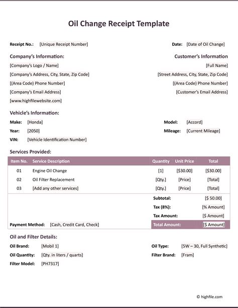 Image result for Oil Change Menu