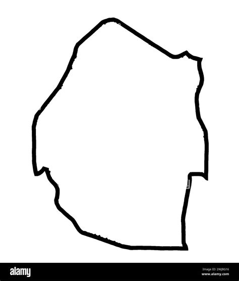 Outline Silhouette map of Eswatini the south African country isolated over a white background ...