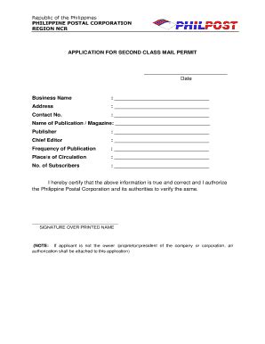 Fillable Online Republic of the Philippines PHILIPPINE POSTAL ...