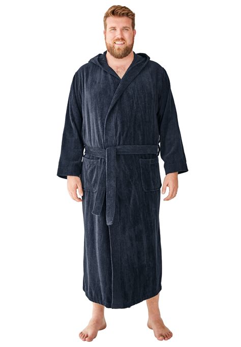 Kingsize Men's Big & Tall Terry Velour Hooded Maxi Robe - Walmart.com