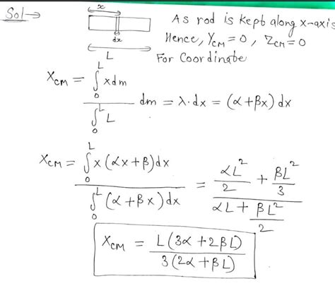 linear mass density lambda=Ax. A is constant.find the co ordinates of ...