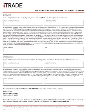 Fillable Online U.S.-FRIENDLY RRSP ENROLMENT/CANCELLATION FORM Fax ...