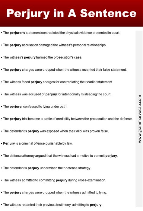 Perjury in A Sentence: Definition, Meaning and Example - GrammarVocab