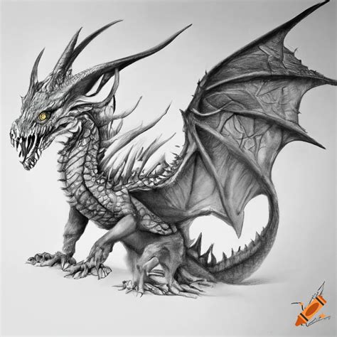 Realistic pencil drawing of a dragon on Craiyon