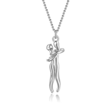 Silver Hugging Couple Pendant Necklace JLTN1841