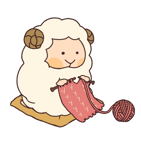 Animated Illustration of a Sheep Knitting with Wool Yarn | UGOKAWA