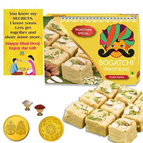 BOGATCHI Bhai Dooj Gift Traditional Soan Papdi, 400g + Free Bhai Dooj ...
