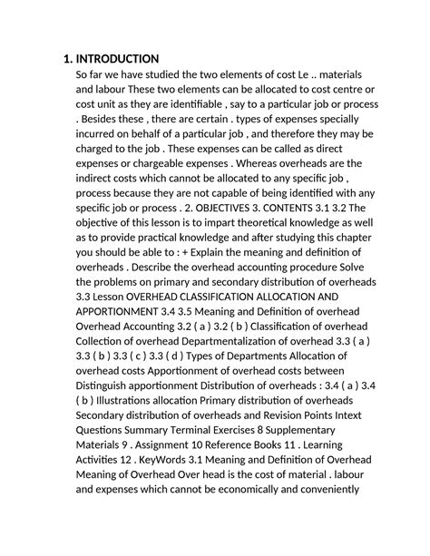 Overhead Classification Allocation AND Apportion - 1. INTRODUCTION So ...