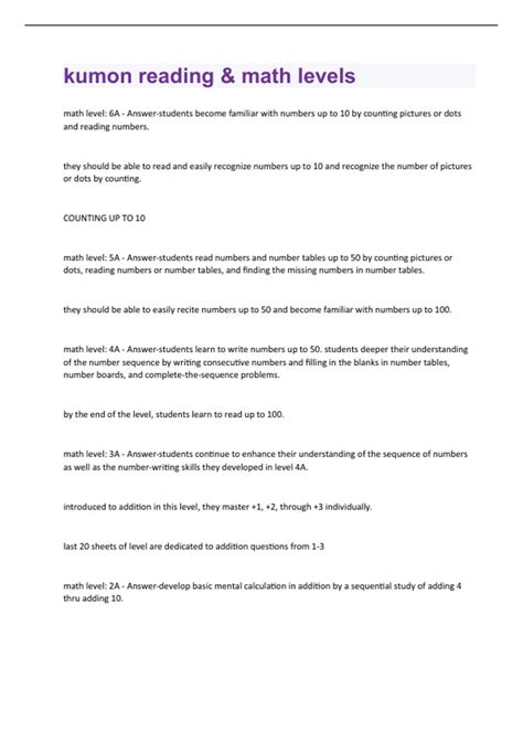 Kumon Reading Levels Pdf : What Are the Kumon Reading Levels? – WHKRQ
