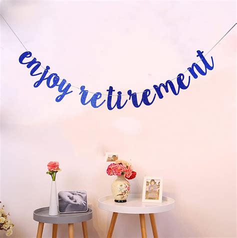 Buy Starsgarden Enjoy Retirement Glittery Blue Banner, Happy Retirement ...