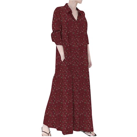 Dress for Women Fashion Dress Shirt Long Sleeve Pocket Shirt Collar ...