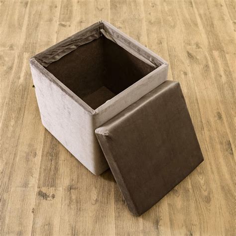 Buy Helios Pier Fabric Ottoman with Storage - Brown from Helios by Home ...