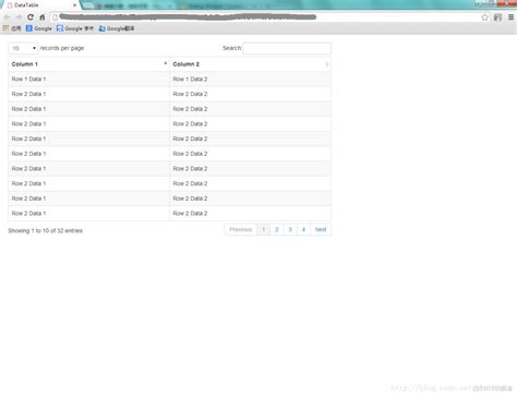 jQuery DataTables 的图像结果