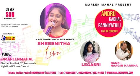 Andru Kadhal Panniyathu Live In Concert BY SHREENITHA | Presented by ...
