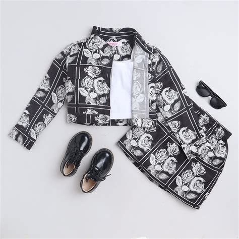 Shop Floral Patch-Work Printed Full Sleeves Jacket With Matching Skirt ...