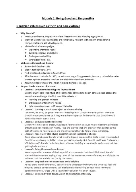 Ethics & Values Module 1: Embracing Responsibility & Gandhi's ...
