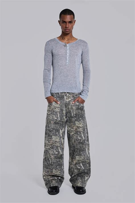 Needle Punch Woodland Camo Colossus Jeans | Jaded London | Clothing