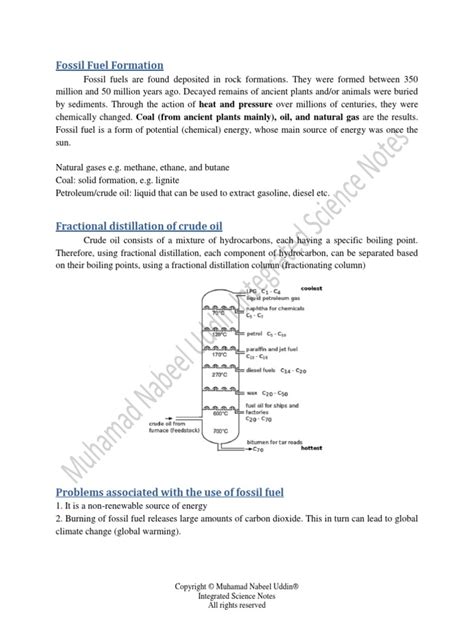 Fossil Fuel Formation: Integrated Science Notes All Rights Reserved | PDF | Fossil Fuels | Fuels