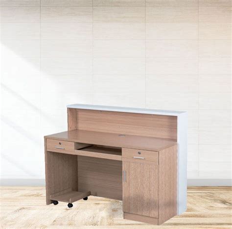 Reception Table with Keyboard Tray – Lakdi.com - Furniture & Interiors Co.