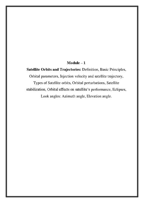 Satellite Mechanics and Orbits: Comprehensive Study Notes - Studocu