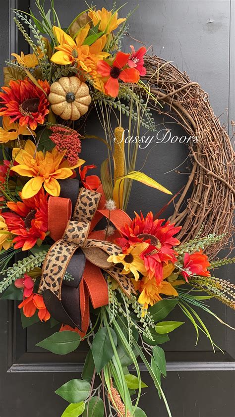 Fall Wreath- Autumn Wreath, Front Door Wreath, Fall Pumpkin Wreath ...