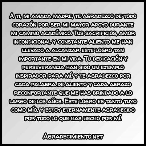 Palabras de agradecimiento de graduación a mi madre