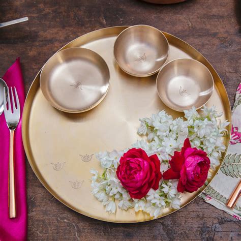 Kansa Dinner Set | Tulsi Kansa Platter | Pure Kansa Thali Set – Studio ...