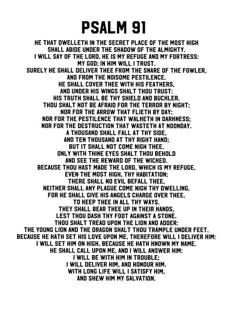 Unlock Peace: Your Guide to Psalm 91 Printable PDF