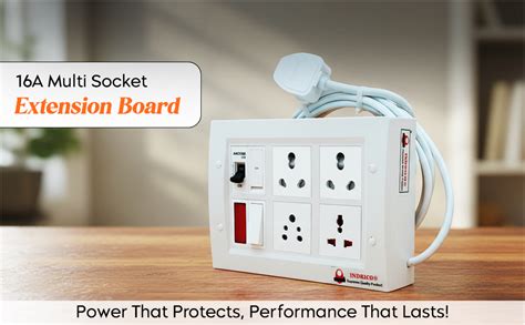 INDRICO 16amps Multi Socket Extension AC Switch Board 15amp with MCB ...