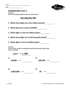 Fillable Online Answer the following questions about the number below ...