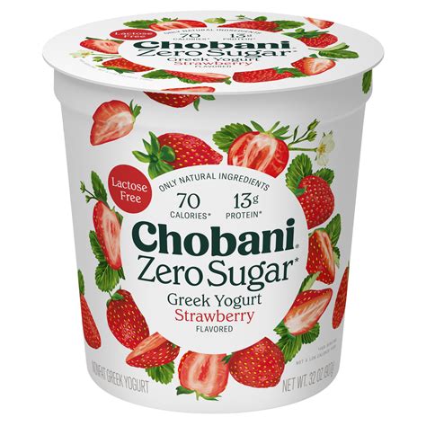 Chobani Zero Sugar Non-Fat Greek Yogurt Strawberry 32 oz Tub - Walmart.com