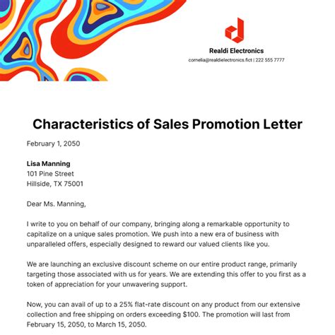 Free Characteristics of Sales Promotion Letter Template to Edit Online