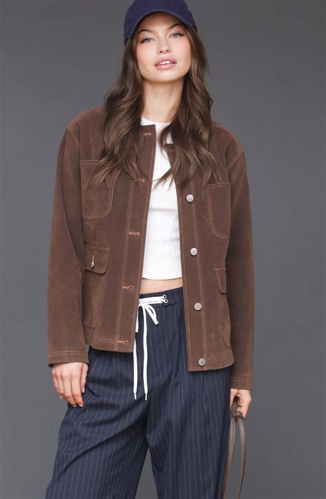Avec Les Filles Faux Suede Crop Barn Jacket | Nordstrom
