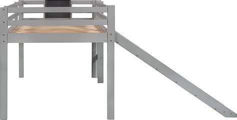 Buy Twin Loft Bed with Slide, Low Loft Bed Frame with Chalkboard , Wood ...
