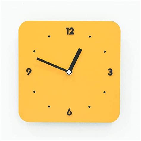 Buy NABSTER Wooden Wall Clock Yellow Square with Black Number Made with ...