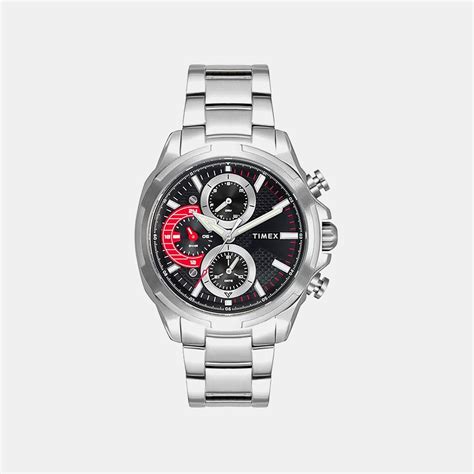 Timex E Class Men Quartz Black Dial Multi-Function Stainless Steel ...