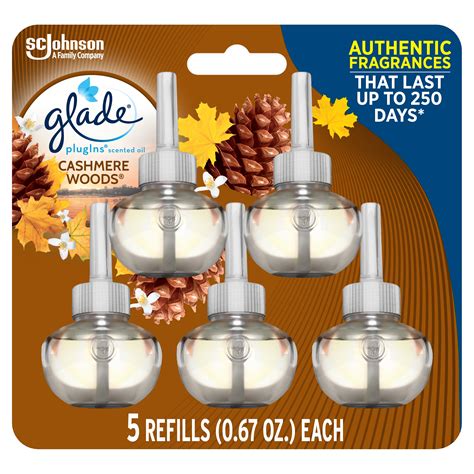 Glade PlugIns Refill 5 CT, Cashmere Woods, 3.35 FL. OZ. Total, Scented ...