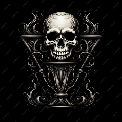 Premium AI Image | skull and hourglass tattoo design dark art ...