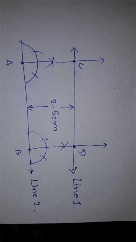 draw a line AB. Draw another line parallel to AB at a distance of 2.5 ...