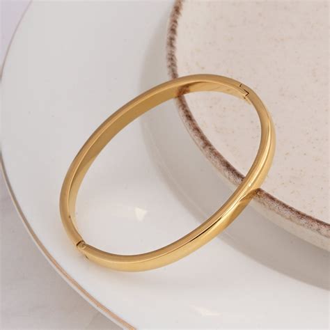 Plain Gold Bangles Bracelet - 4 mm – PALMONAS