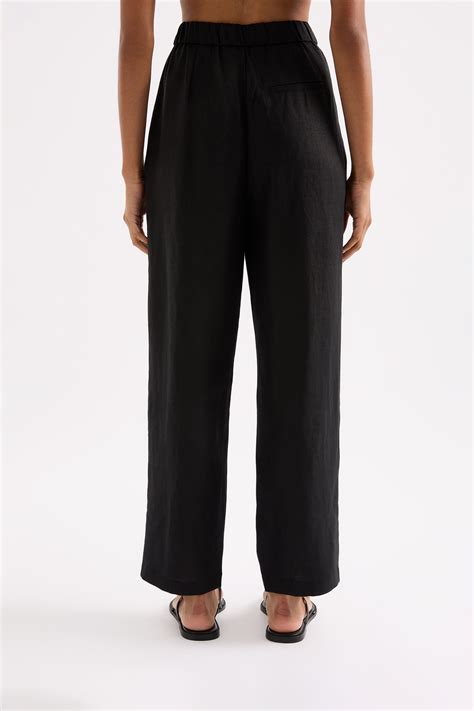 Shop Ingrid Linen Pant in Black | Nude Lucy