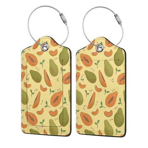 Fruit of Papaya Pattern Luggage Tags for Suitcase PU Privacy Cover ID ...