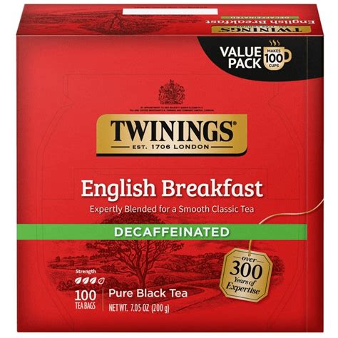 Twinings English Breakfast Decaffeinated Pure Black Tea Bags, 100 Count ...