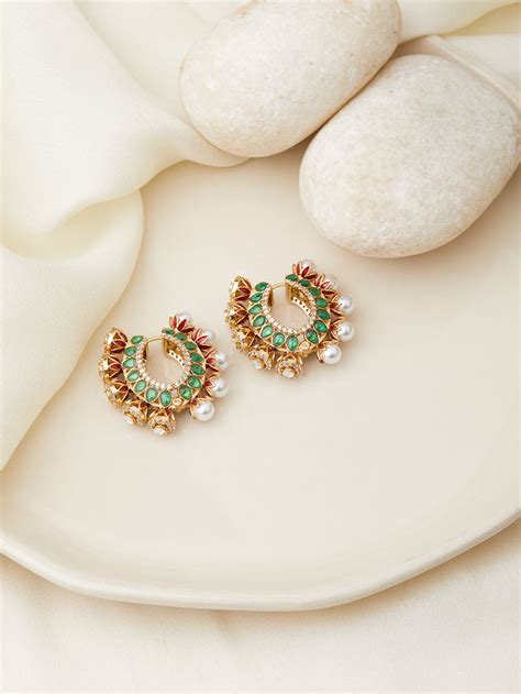 Gold Toned Handcrafted Brass Earring