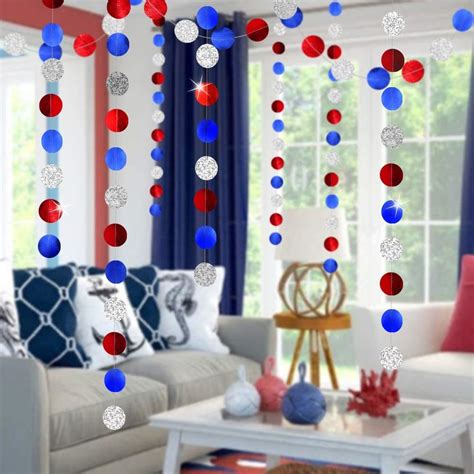 Red Blue White National Day Patriotic Theme Party Decoration Hanging ...