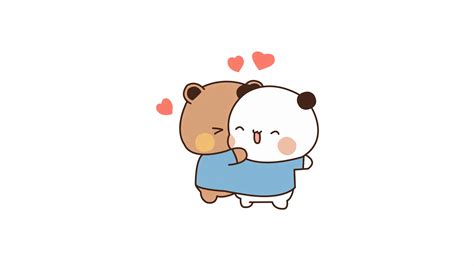 Milk and Mocha Bears Wallpaper 4K, Kawaii couple, Love couple