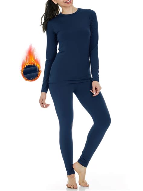 DAKIMOE Womens Thermal Underwear Sets Long Johns with Fleece Lined for ...